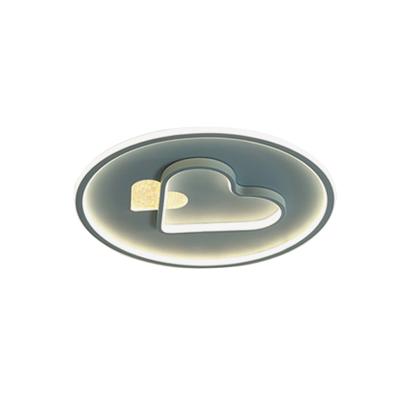 Kid LED Flush Mount Lamp: Vibrant Circle and Loving Heart Ceiling Fixture with Acrylic Shade (Pink/Blue/Black)