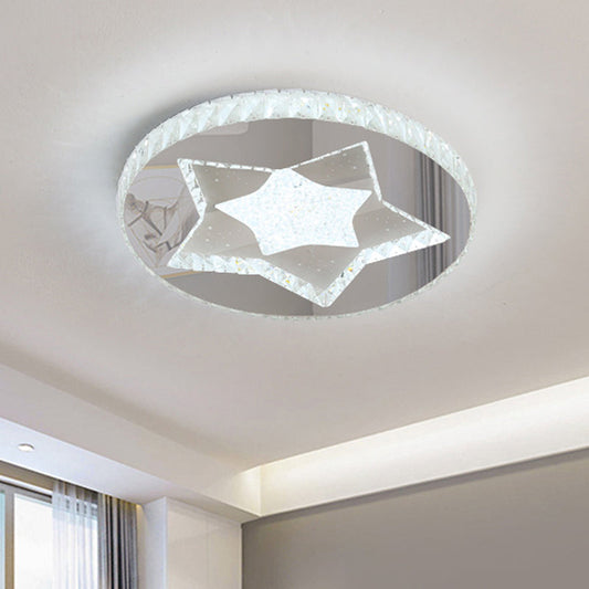 LED Moon/Star Cut Crystal Flush Light Fixture - Contemporary Ceiling Mount for Bedrooms