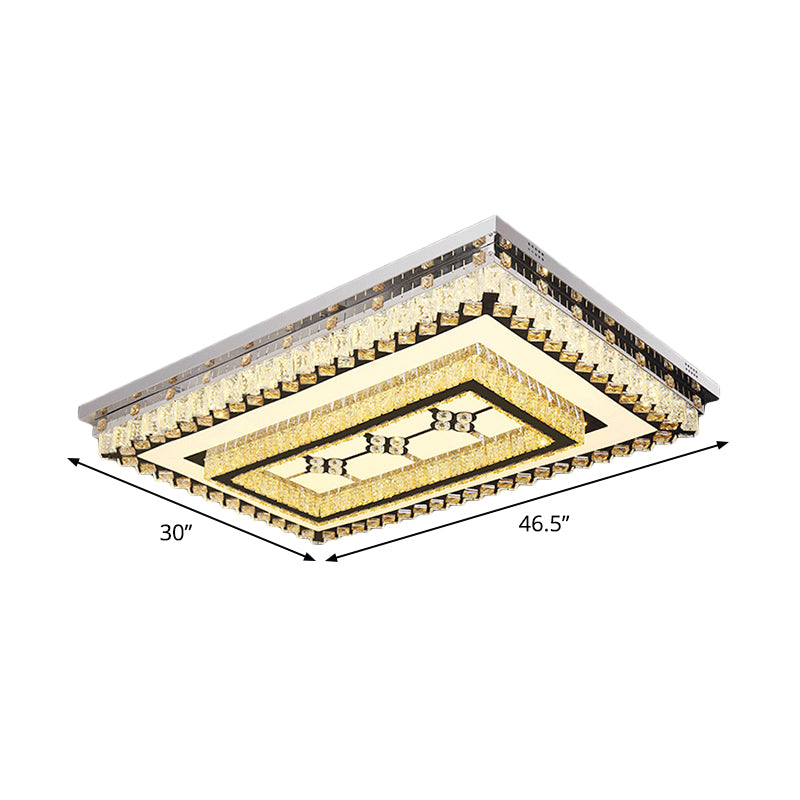 Modern Chrome Flush Mount LED Ceiling Light with Clear Crystal Accents - Perfect for Living Room