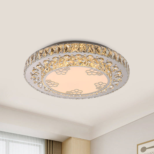 Modern Crystal Petal LED Flush Mount Ceiling Light in Nickel Finish for Bedroom