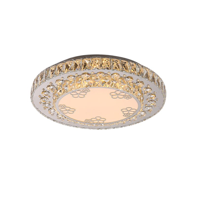 Modern Crystal Petal LED Flush Mount Ceiling Light in Nickel Finish for Bedroom