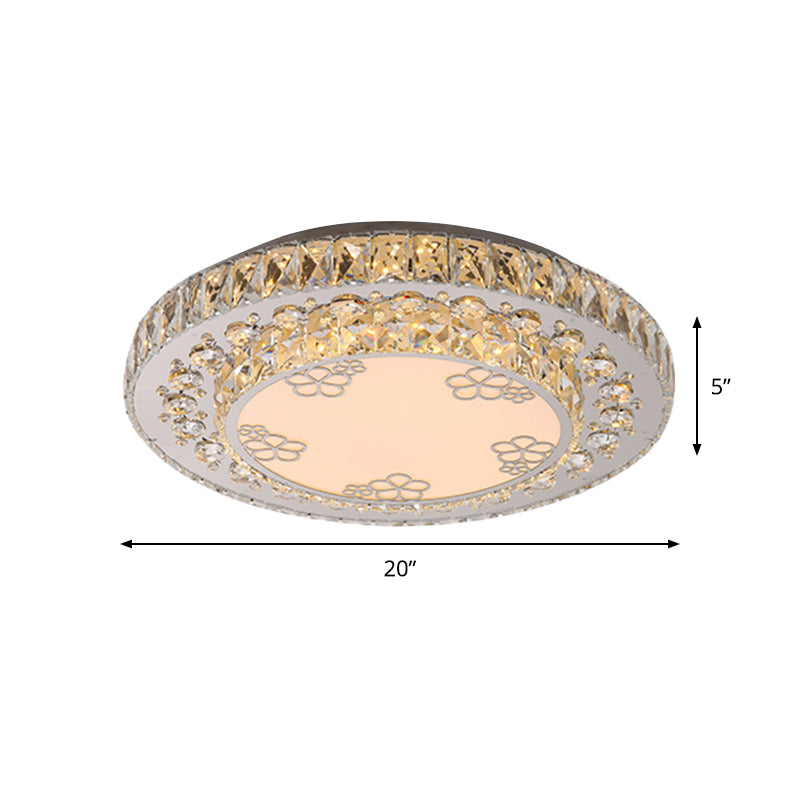 Modern Crystal Petal LED Flush Mount Ceiling Light in Nickel Finish for Bedroom