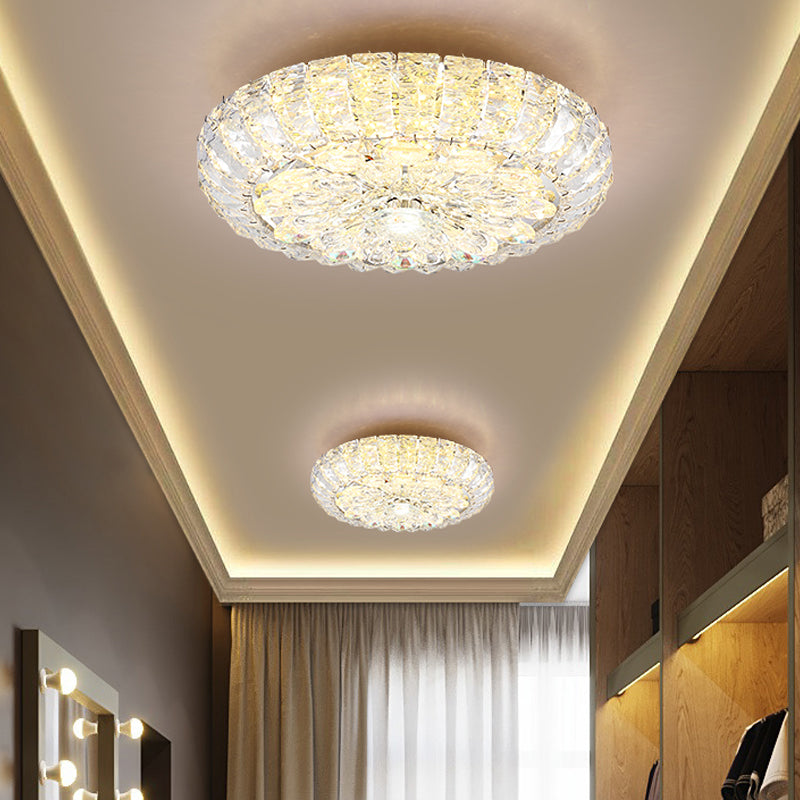 Simplicity Corridor LED Flushmount Ceiling Light with Clear Crystal Block Shade - 8"/12" Options