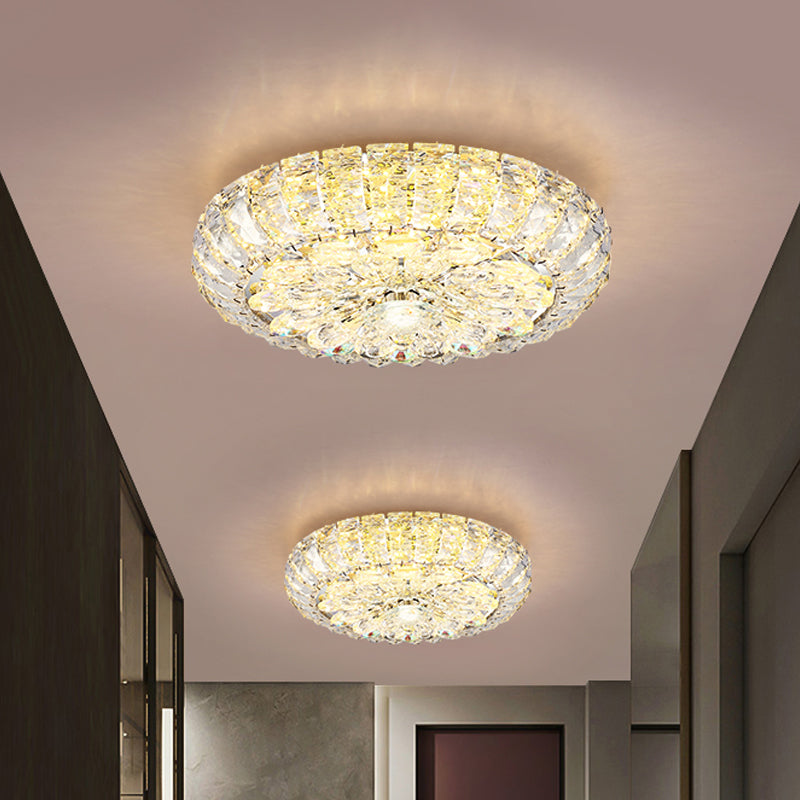 Simplicity Corridor LED Flushmount Ceiling Light with Clear Crystal Block Shade - 8"/12" Options