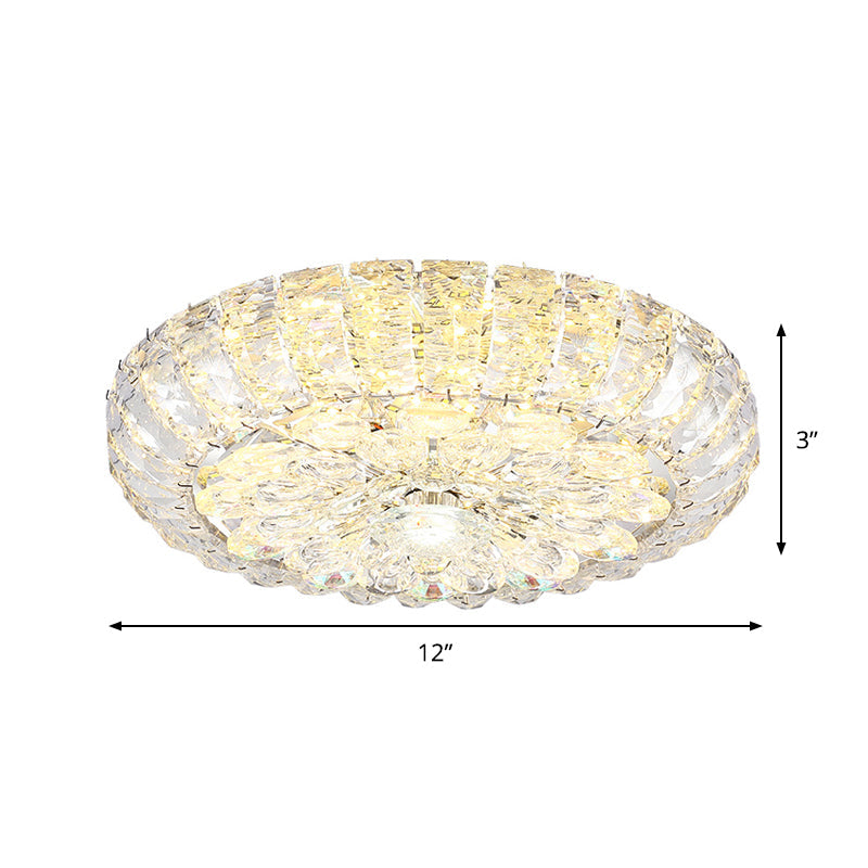 Simplicity Corridor LED Flushmount Ceiling Light with Clear Crystal Block Shade - 8"/12" Options