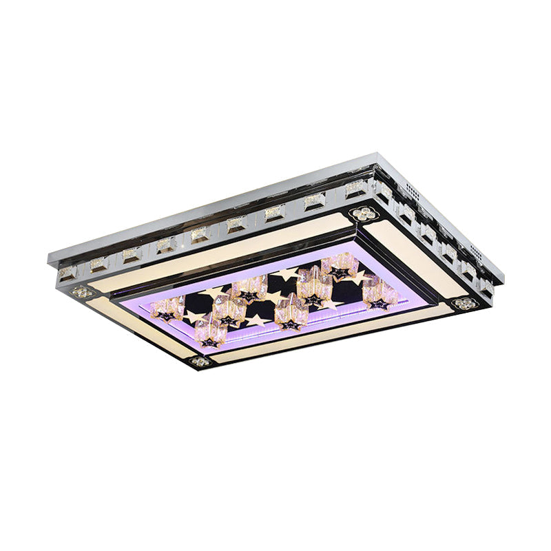 Modernist LED Flush Ceiling Light with Stainless-Steel Star/Cloud Design and Faceted Crystal – Ideal for Living Rooms
