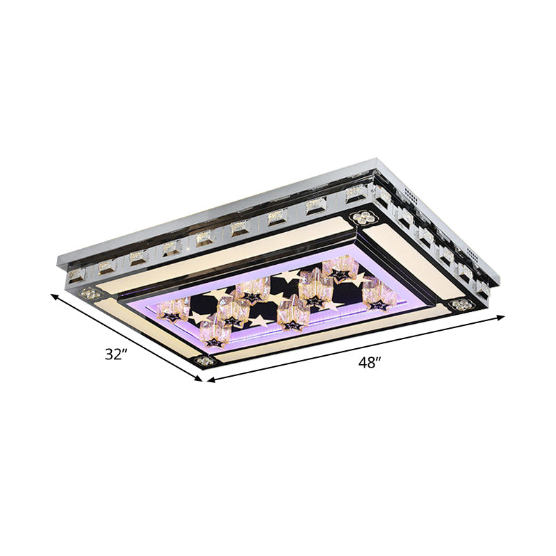 Modernist LED Flush Ceiling Light with Stainless-Steel Star/Cloud Design and Faceted Crystal – Ideal for Living Rooms