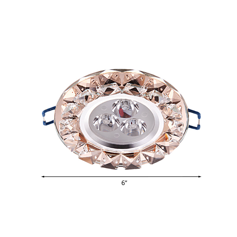 Rose Gold Crystal Flush Mount LED Ceiling Lamp - Modern, Thin & Beveled