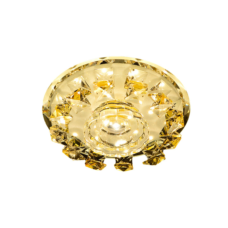 Modern Crystal LED Flush Light with Warm/White Lighting for Hallways or Small Spaces