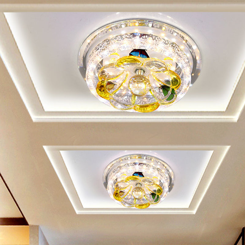Modern LED Yellow Flushmount Petals Ceiling Light Fixture in Warm/White Light
