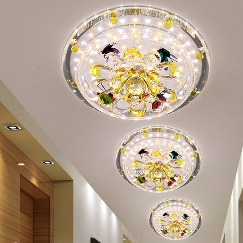 Modern LED Yellow Flushmount Petals Ceiling Light Fixture in Warm/White Light