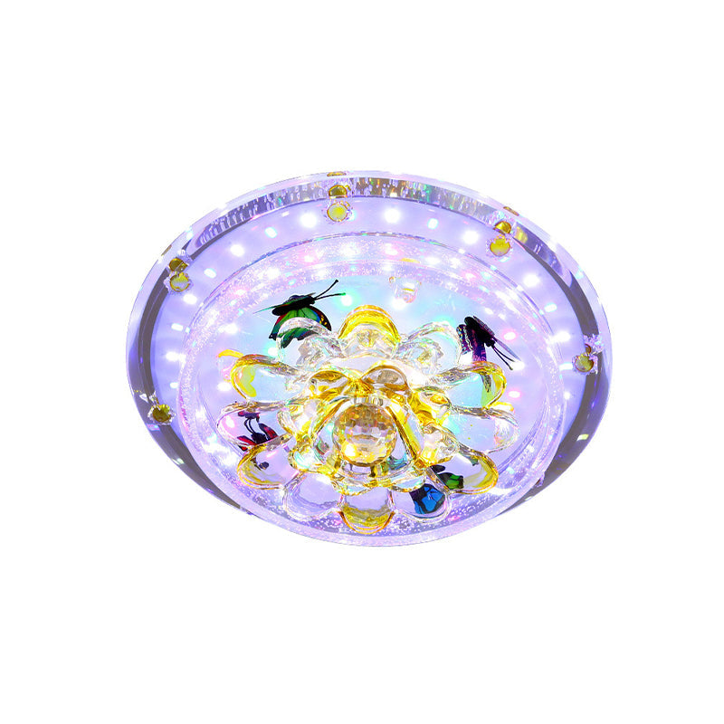 Modern LED Yellow Flushmount Petals Ceiling Light Fixture in Warm/White Light
