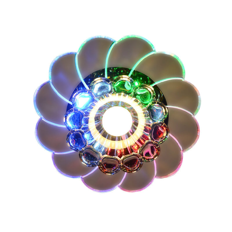Modern Floral Aisle Flush Mount Ceiling Light with LED Crystal Flushmount Lamp - Warm/Multi Color Light
