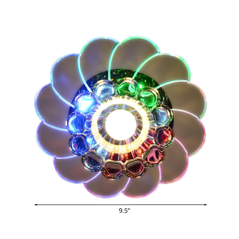 Modern Floral Aisle Flush Mount Ceiling Light with LED Crystal Flushmount Lamp - Warm/Multi Color Light