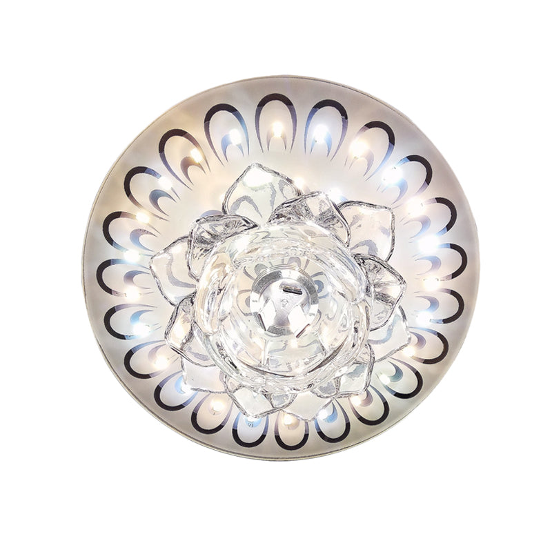 Modern Crystal White Flower LED Ceiling Light - Warm/White Flushmount