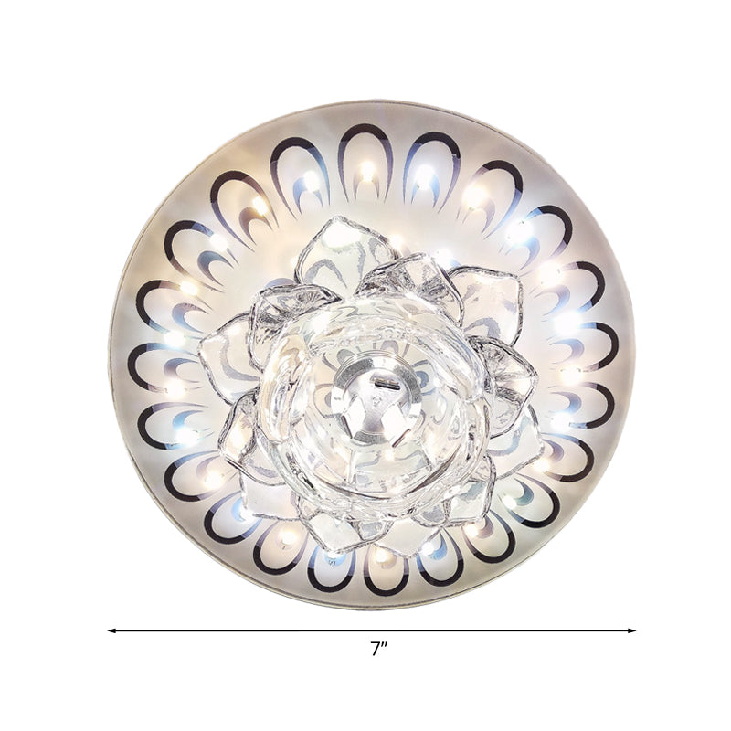 Modern Crystal White Flower LED Ceiling Light - Warm/White Flushmount