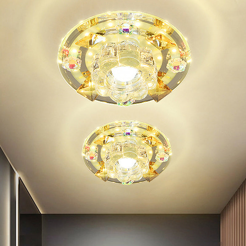 Butterfly LED Flush Mount Lamp - Blue/Amber Crystal Ceiling Light