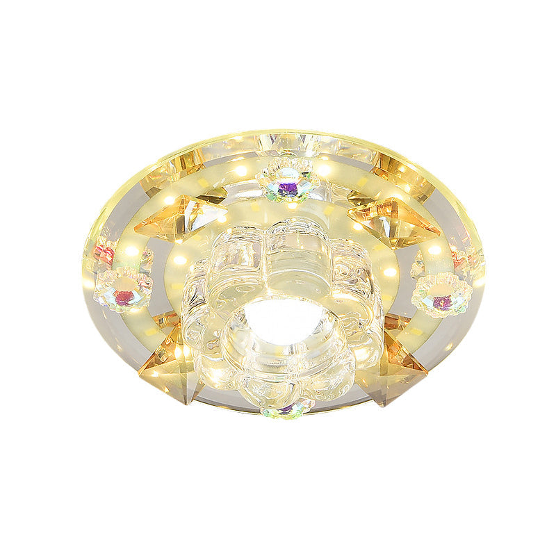 Butterfly LED Flush Mount Lamp - Blue/Amber Crystal Ceiling Light