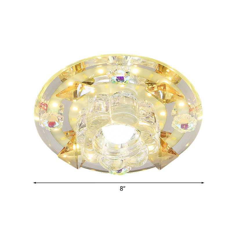 Butterfly LED Flush Mount Lamp - Blue/Amber Crystal Ceiling Light