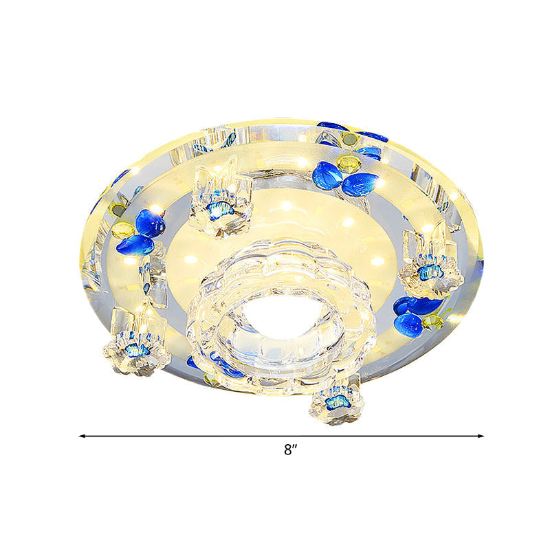 Butterfly LED Flush Mount Lamp - Blue/Amber Crystal Ceiling Light