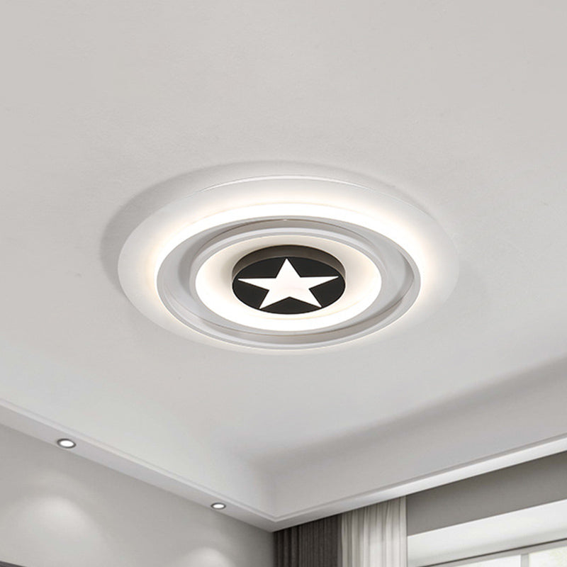 White Star Flushmount Cartoon Acrylic LED Ceiling Light in Warm/White Light