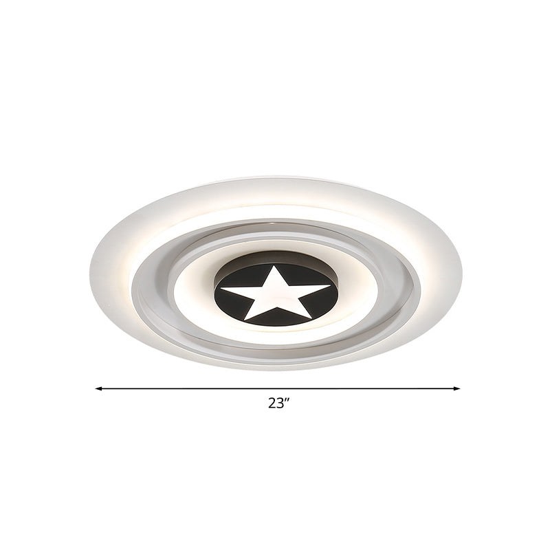 White Star Flushmount Cartoon Acrylic LED Ceiling Light in Warm/White Light