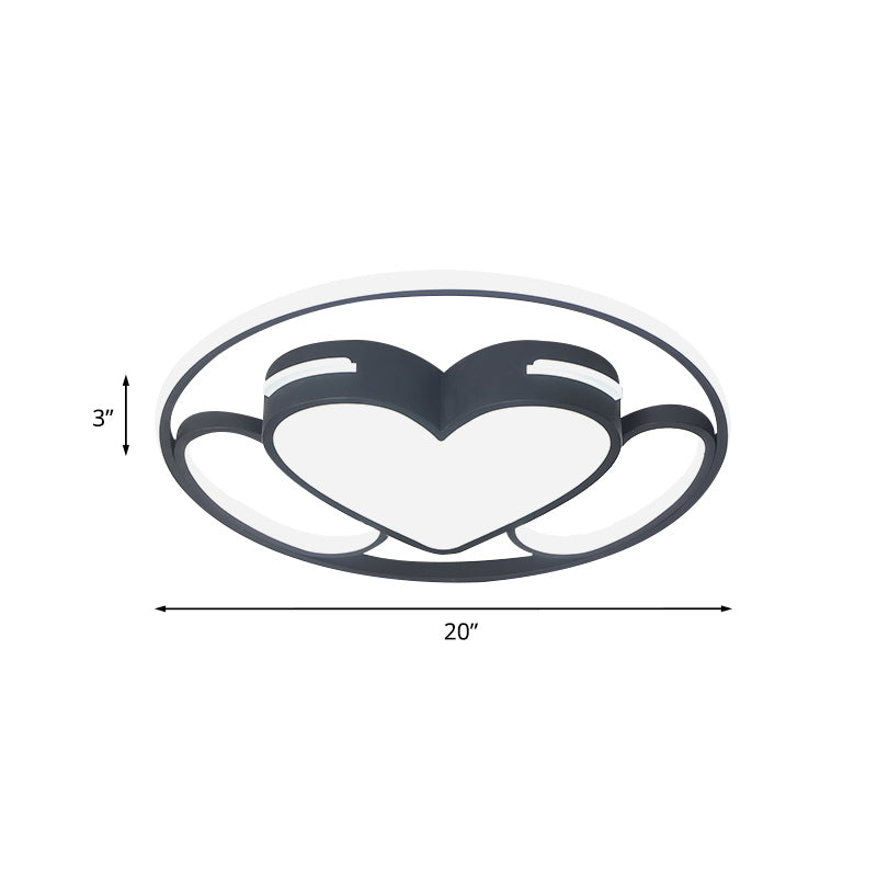 Modern Heart-Shaped LED Ceiling Fixture in Black and White with Warm/White Light