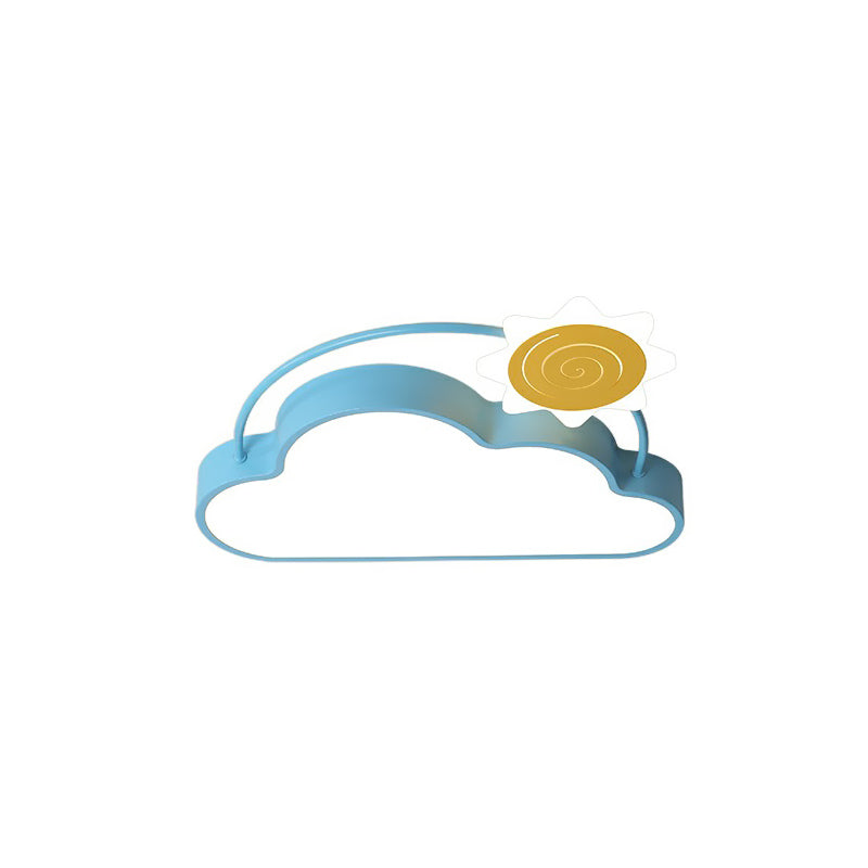 Iron Sun Cartoon Blue and Gold LED Ceiling Light - Flush Mount and Close to Ceiling