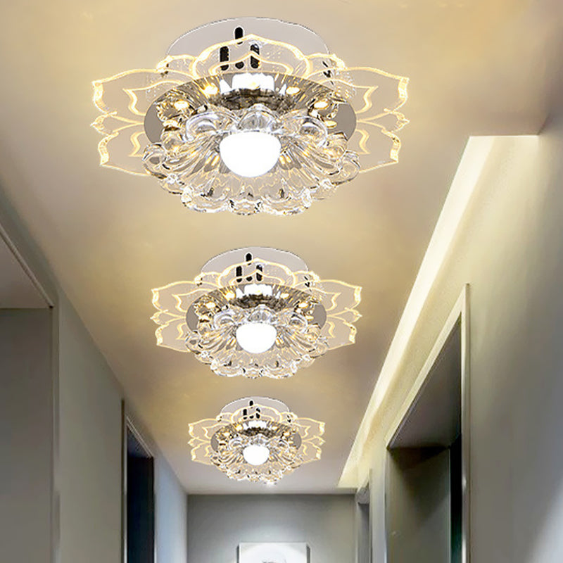 Modern Crystal LED Flush Mount Ceiling Light for Living Room