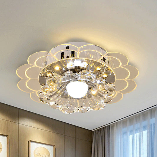 Modern Crystal LED Flush Mount Ceiling Light for Living Room