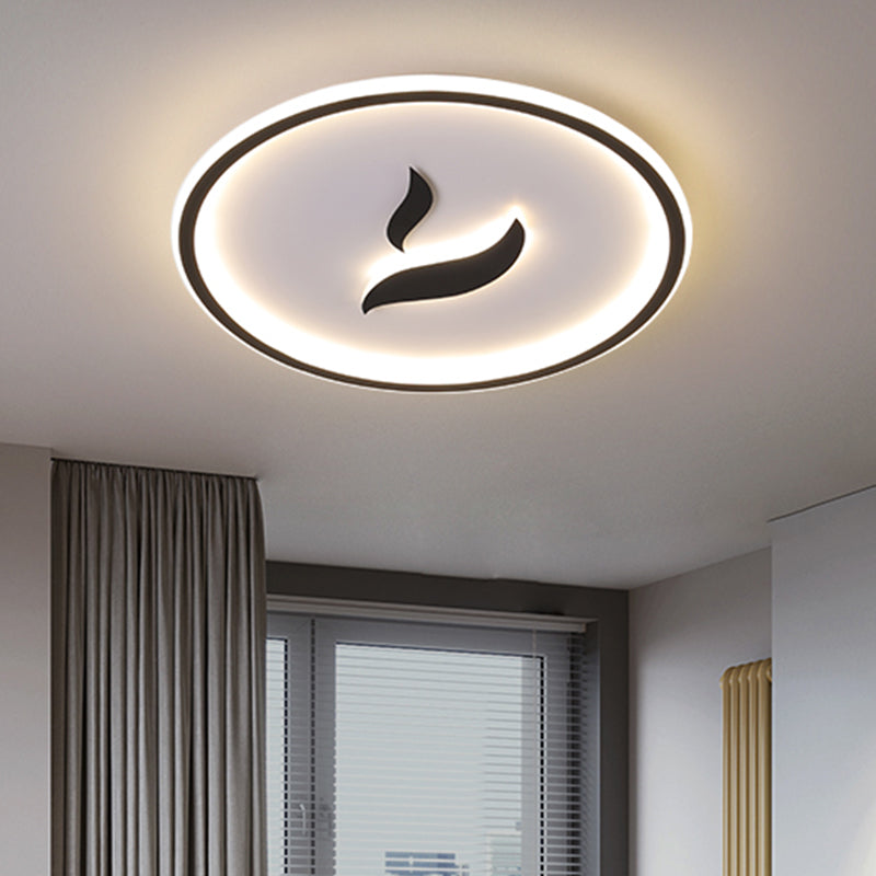 Black/Gold LED Flush Lamp with White/Warm Light and Minimalist Design for Bedroom