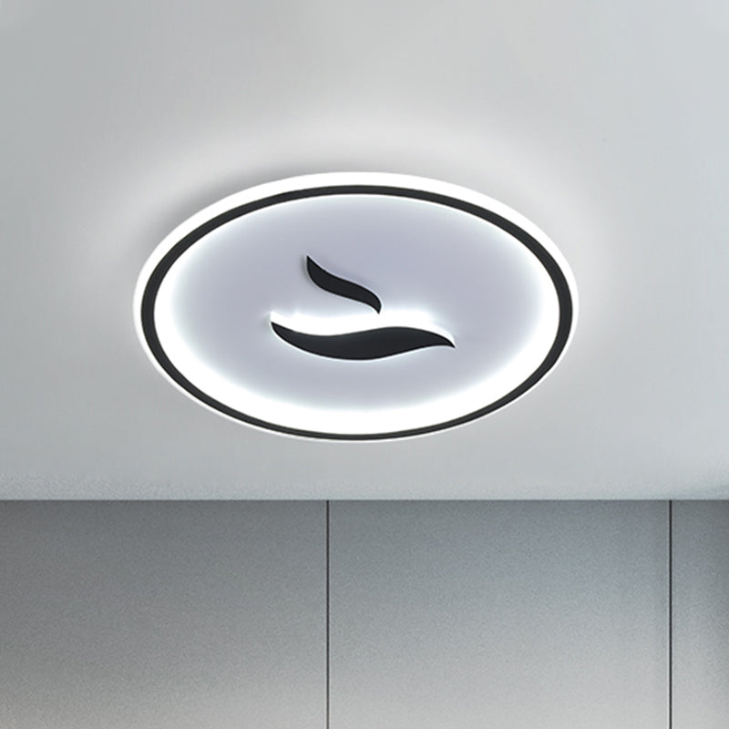 Black/Gold LED Flush Lamp with White/Warm Light and Minimalist Design for Bedroom