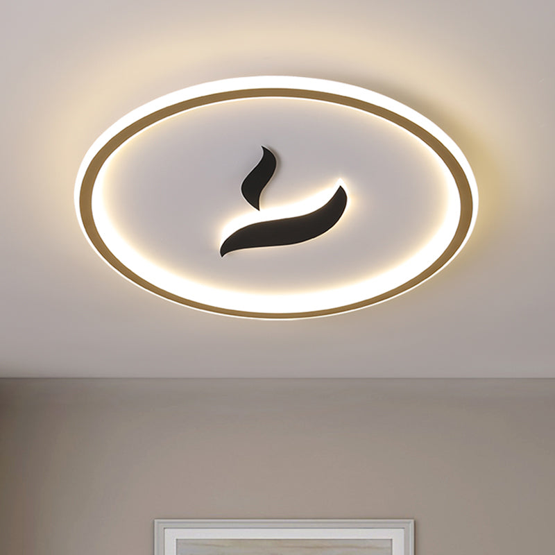 Black/Gold LED Flush Lamp with White/Warm Light and Minimalist Design for Bedroom