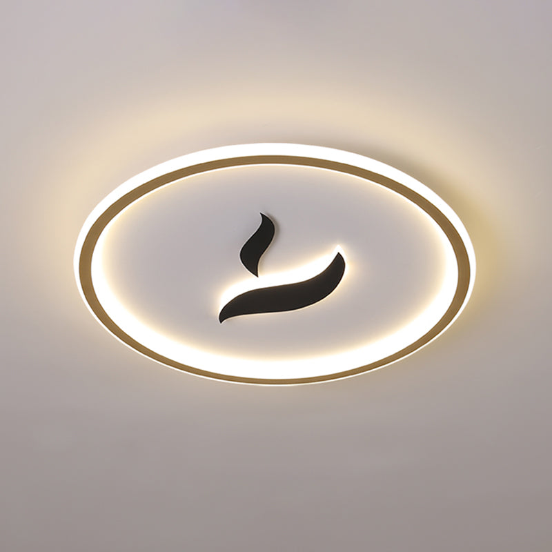 Black/Gold LED Flush Lamp with White/Warm Light and Minimalist Design for Bedroom