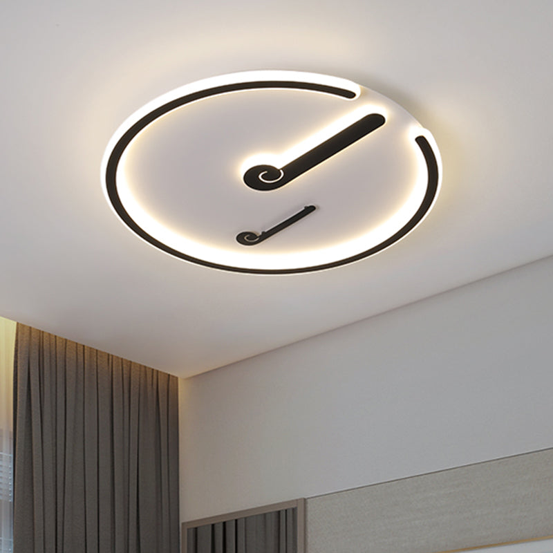 Plafonnier LED en acrylique noir/doré pour chambre à coucher - Luminaire circulaire encastré avec lumière chaude/blanche