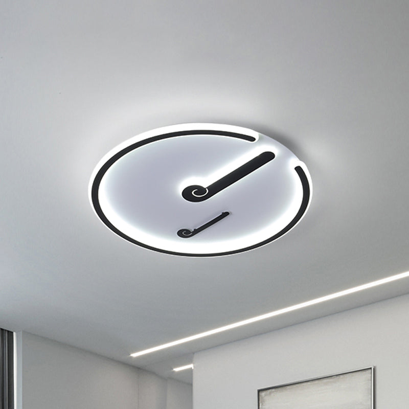 Plafonnier LED en acrylique noir/doré pour chambre à coucher - Luminaire circulaire encastré avec lumière chaude/blanche
