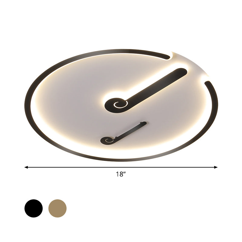 Plafonnier LED en acrylique noir/doré pour chambre à coucher - Luminaire circulaire encastré avec lumière chaude/blanche