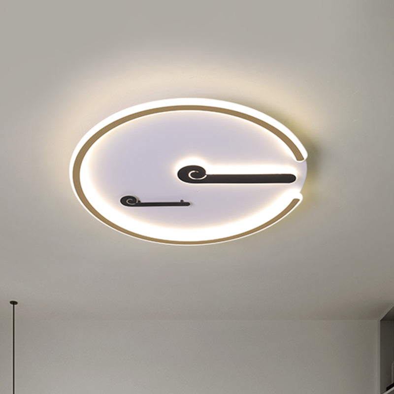Plafonnier LED en acrylique noir/doré pour chambre à coucher - Luminaire circulaire encastré avec lumière chaude/blanche