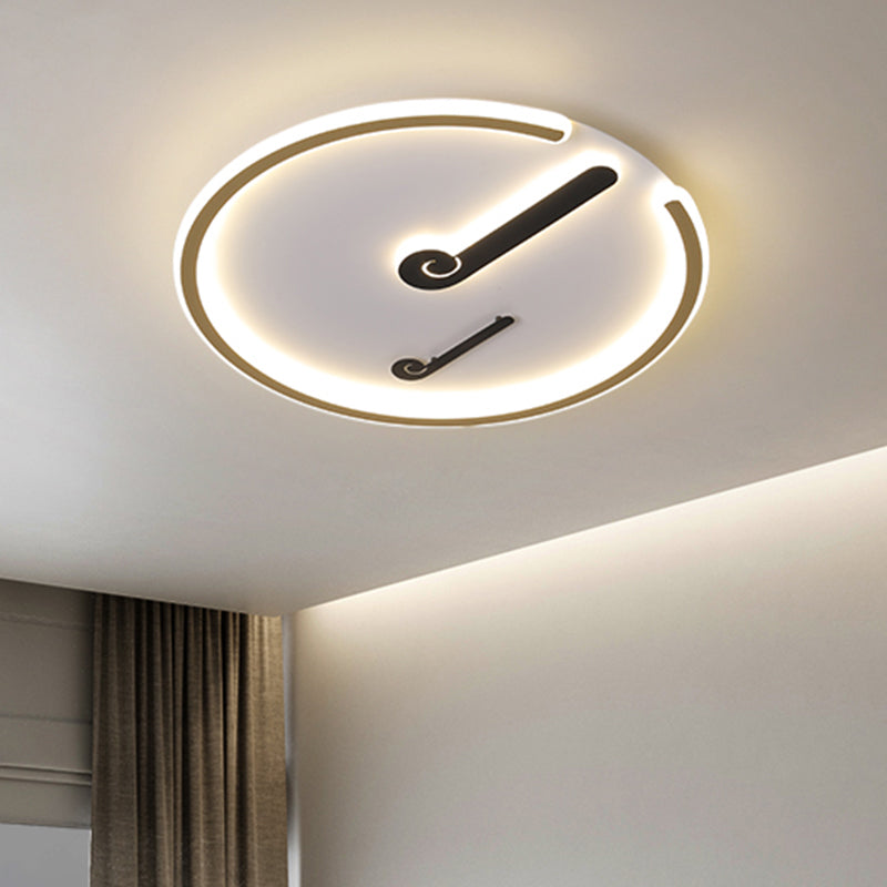 Plafonnier LED en acrylique noir/doré pour chambre à coucher - Luminaire circulaire encastré avec lumière chaude/blanche