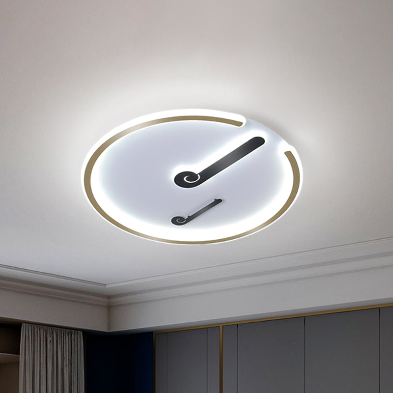 Plafonnier LED en acrylique noir/doré pour chambre à coucher - Luminaire circulaire encastré avec lumière chaude/blanche