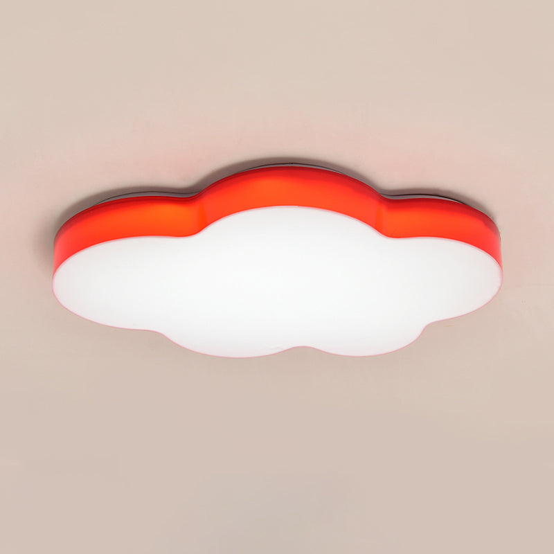 Plafonnier LED en forme de nuage pour chambre d'enfant en acrylique, design encastré, blanc/rouge/jaune