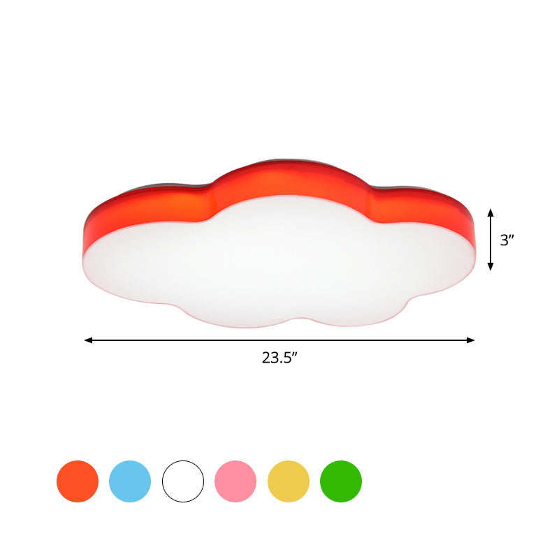 Plafonnier LED en forme de nuage pour chambre d'enfant en acrylique, design encastré, blanc/rouge/jaune