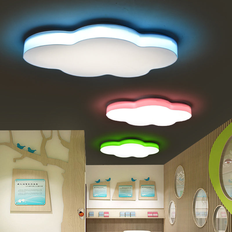 Plafonnier LED en forme de nuage pour chambre d'enfant en acrylique, design encastré, blanc/rouge/jaune