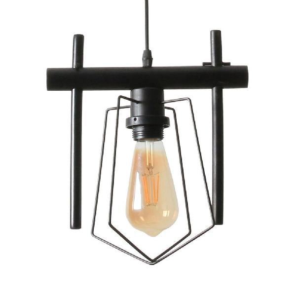 Suspension en métal avec cage - Style ferme - 1 lampe - Noir
