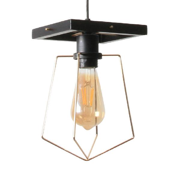 Suspension en métal avec cage - Style ferme - 1 lampe - Noir