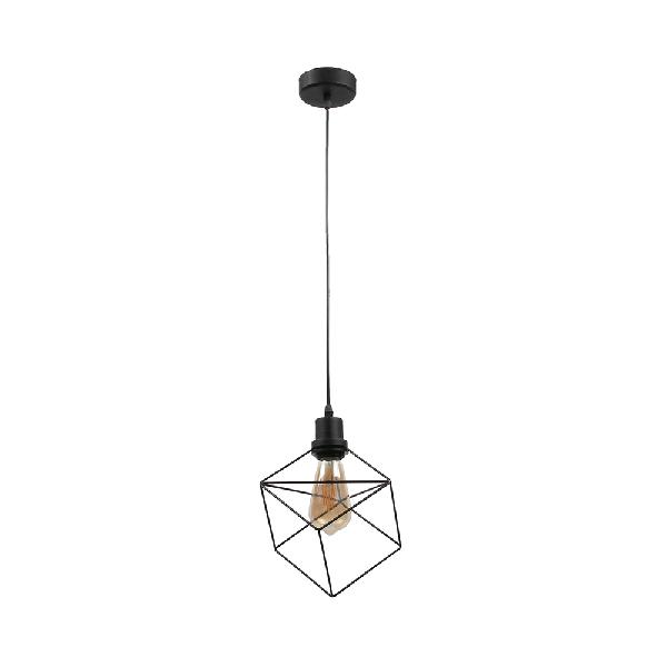 Suspension en métal avec cage - Style ferme - 1 lampe - Noir