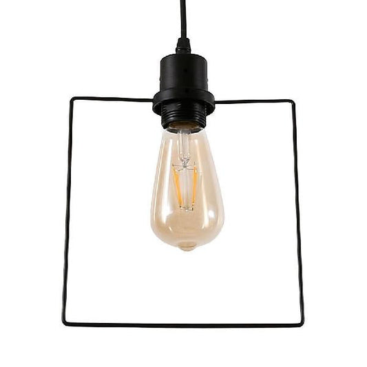 Metal Caged Pendant Lighting - Farmhouse Style - 1 Light - Black