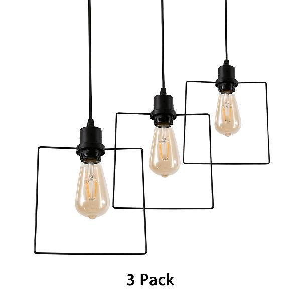 Suspension en métal avec cage - Style ferme - 1 lampe - Noir