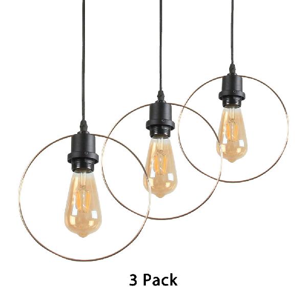 Suspension en métal avec cage - Style ferme - 1 lampe - Noir