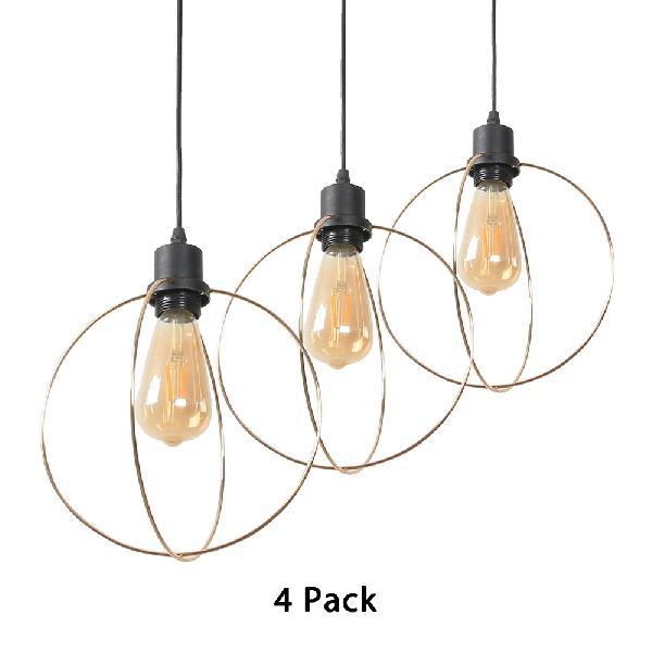 Suspension en métal avec cage - Style ferme - 1 lampe - Noir